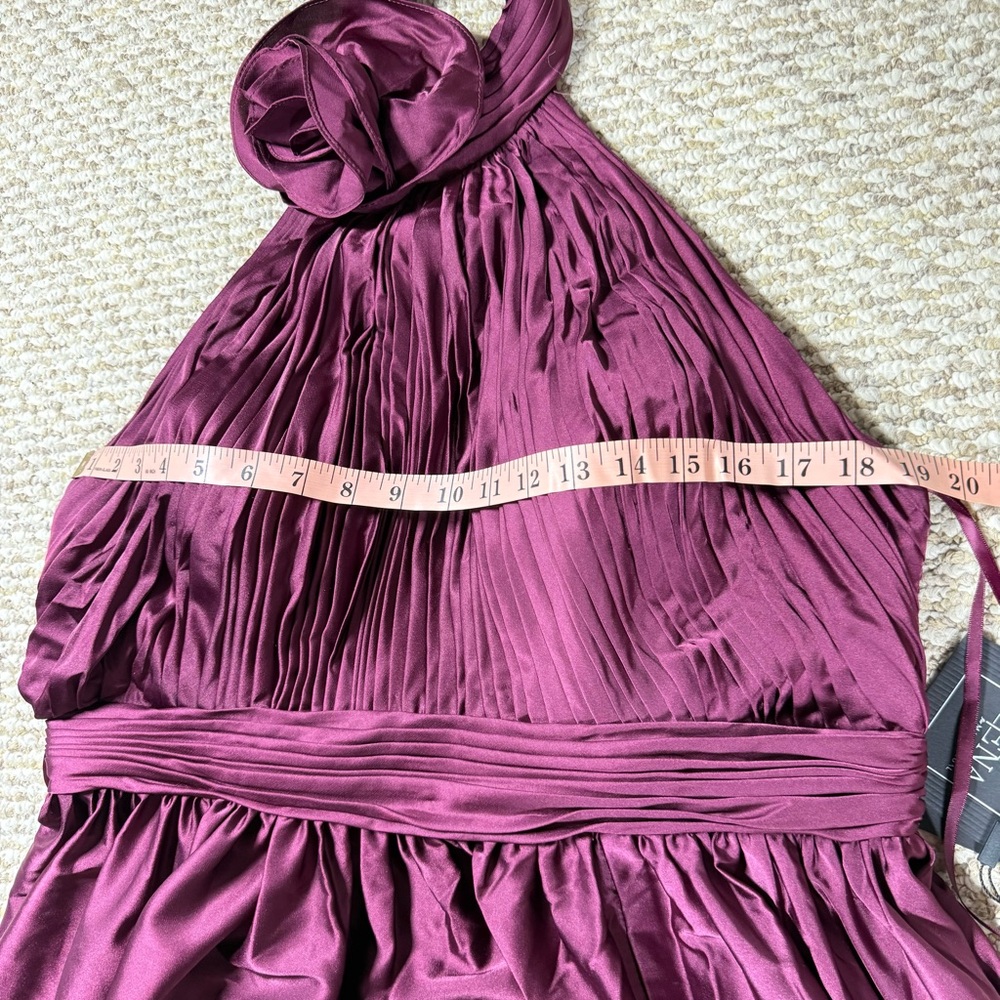 NWT Ieena for Mac Duggal Purple Soft Tie Halter Neck High Slit Evening Gown - Picture 12 of 16